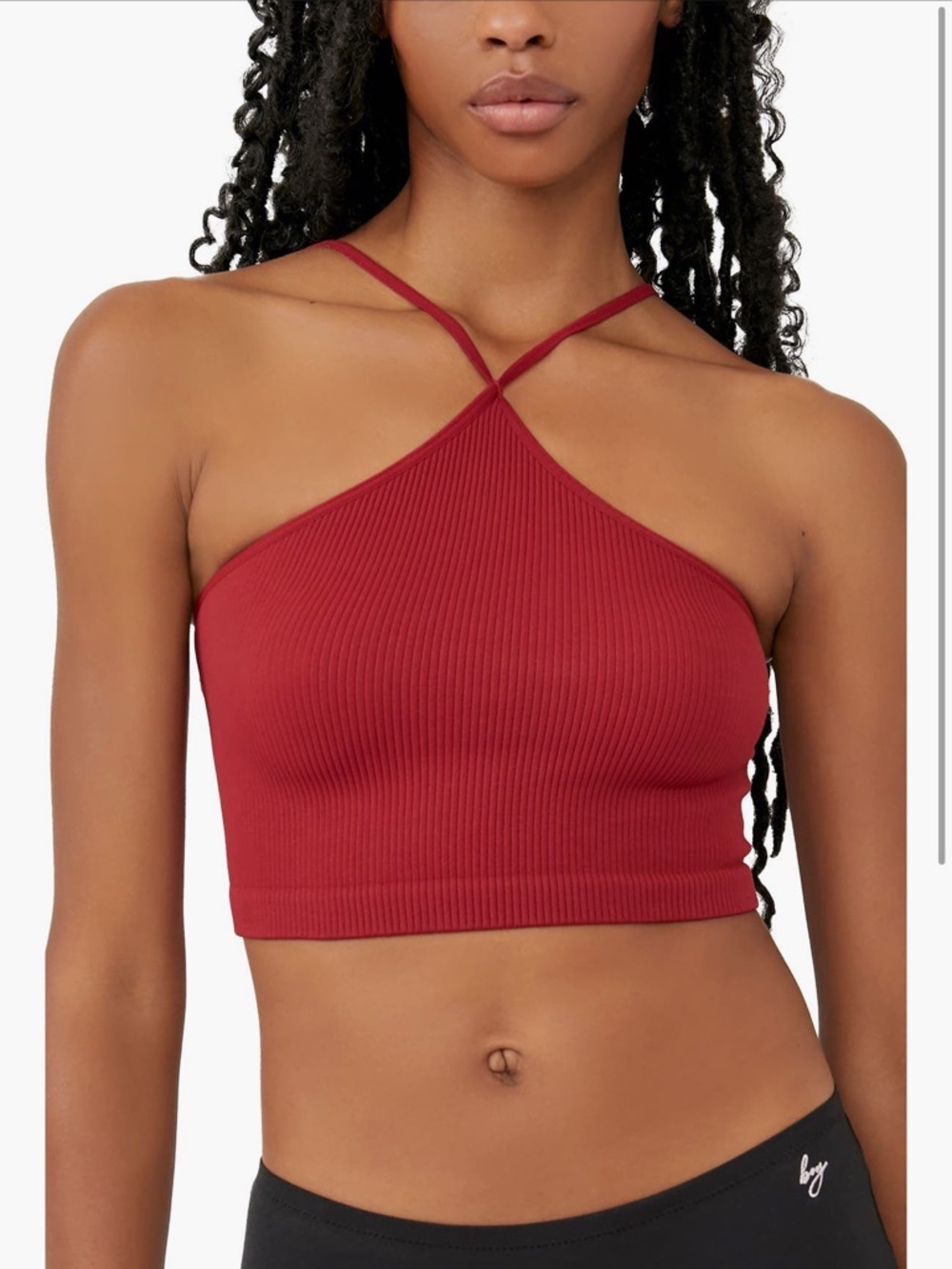 Intimately Red crop v-halter tank